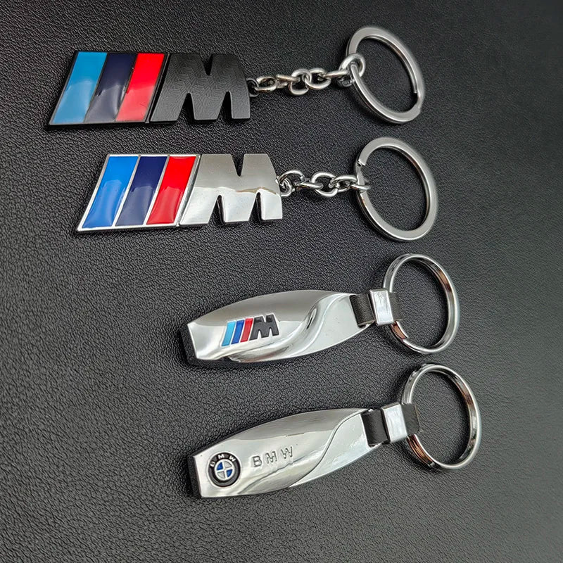 Leather Metal Logo Key Chain Car