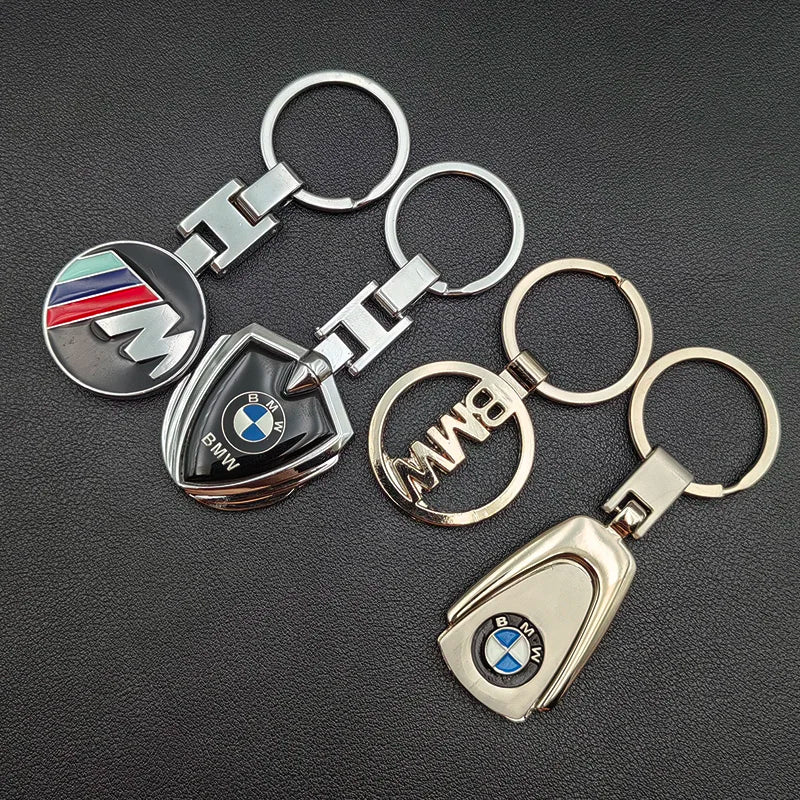 Leather Metal Logo Key Chain Car