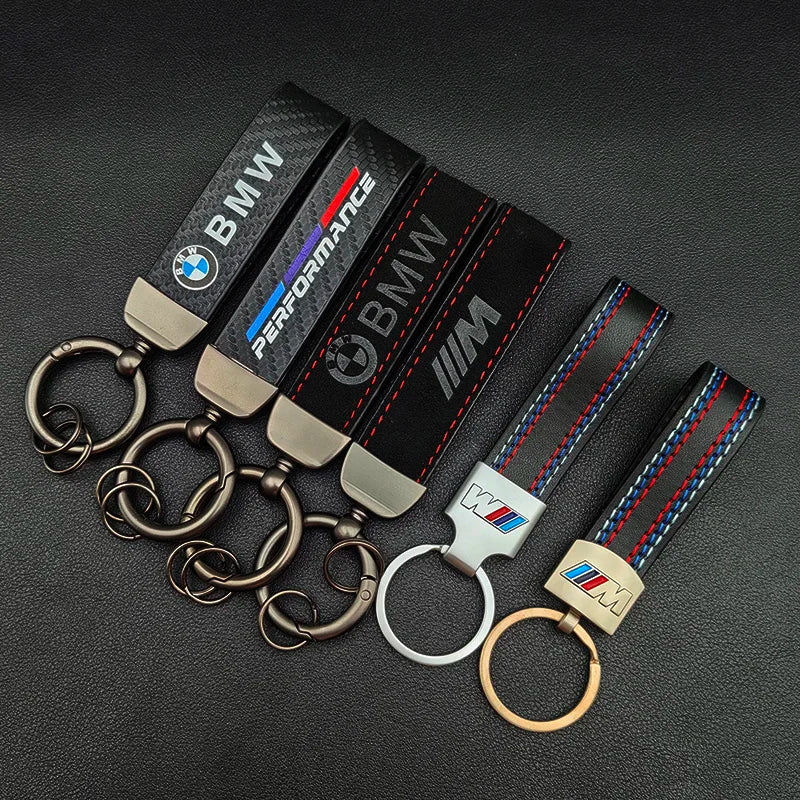 Leather Metal Logo Key Chain Car