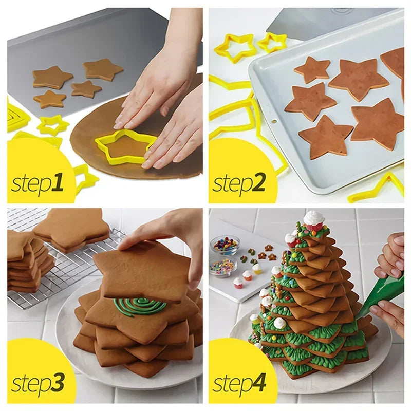 Christmas Tree Cookie Cutter Mold Xmas 6pcs/ set