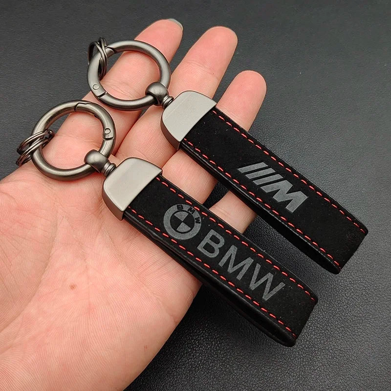 Leather Metal Logo Key Chain Car