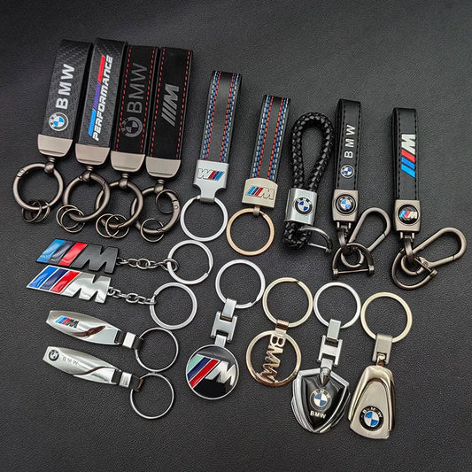 Leather Metal Logo Key Chain Car